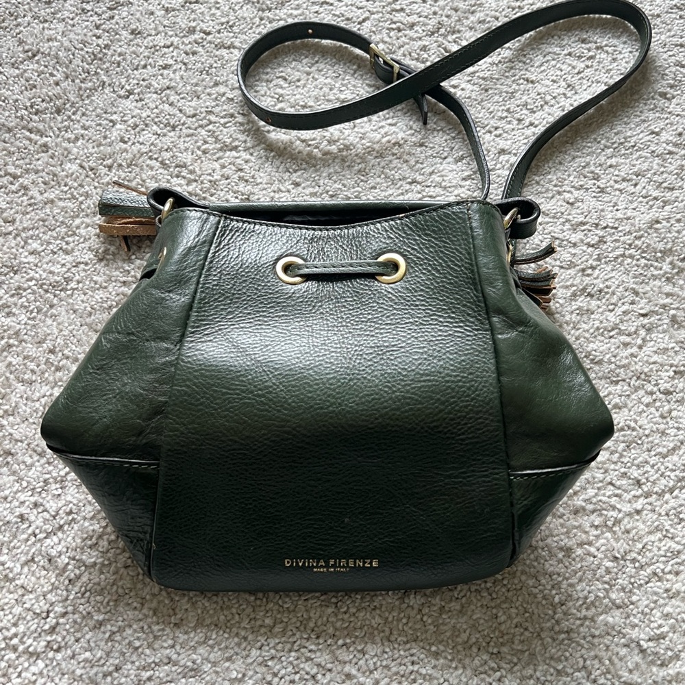 Divina Firenze Green Leather Bucket Bag